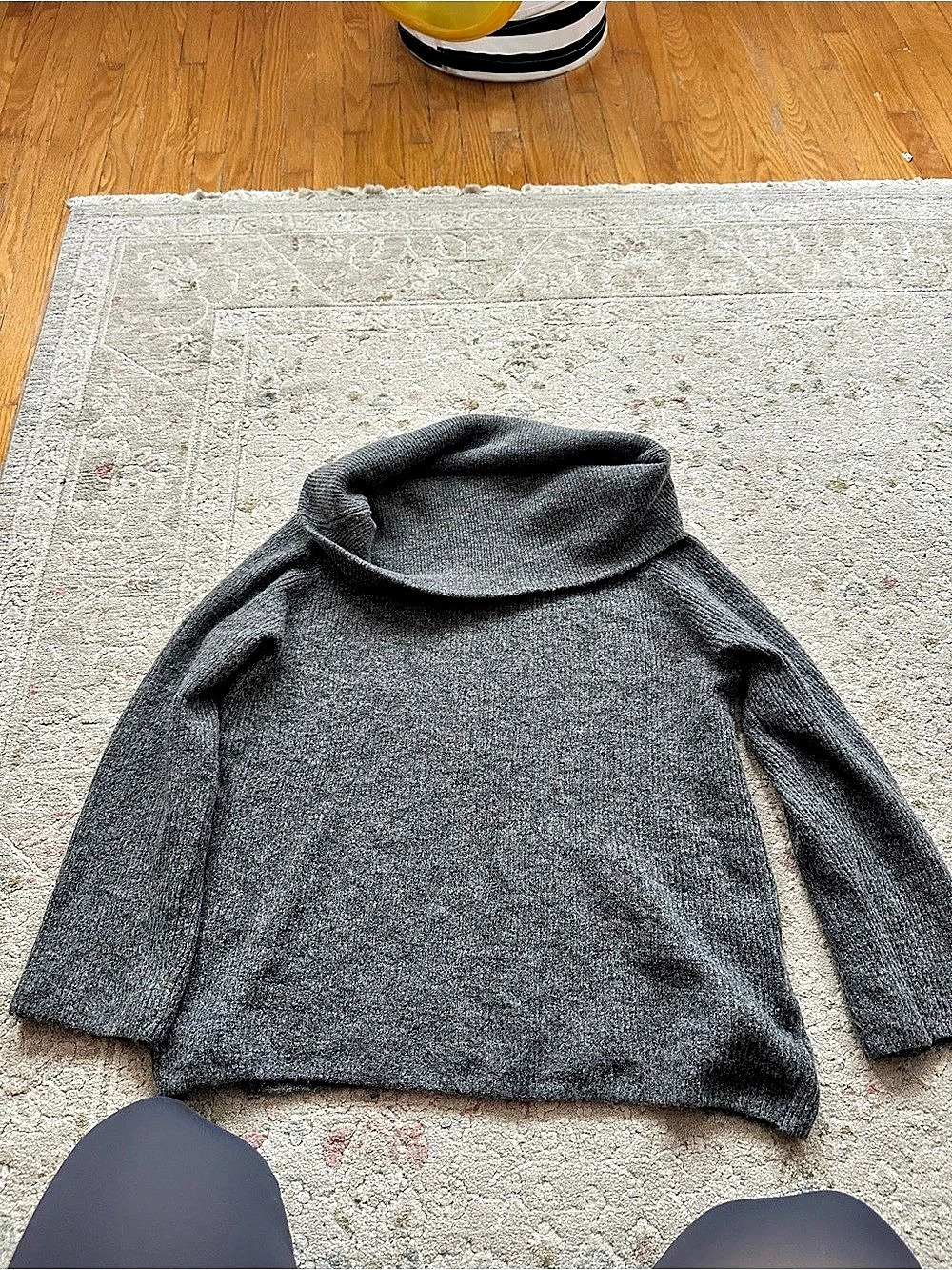 H&Medium Women's Wool Cowl Neck Sweater Gray Size Medium off the shoulder